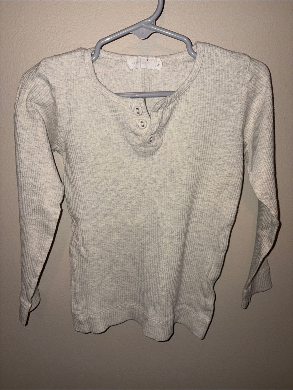 Jamie Kay Cream Ribbed Henley Long Sleeve Tee